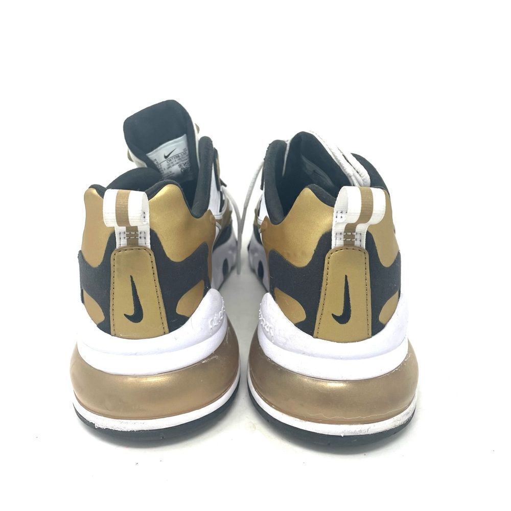 NIKE 2020 AIR MAX 270 REACT WHITE / METALLIC GOLD / BLACK MENS 8.5 CW7298 100 - Picture 4 of 7